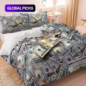2/3-Piece United States Dollar Decorative Bedding Set (7 Styles), Bed Sets Supplies, USD-Patterned Duvet Cover Set for Men and Women Who Love Money-Themed Designs, Money Pattern Quilt Cover Including 1 Quilt Cover and 1 or 2 Pillowcases